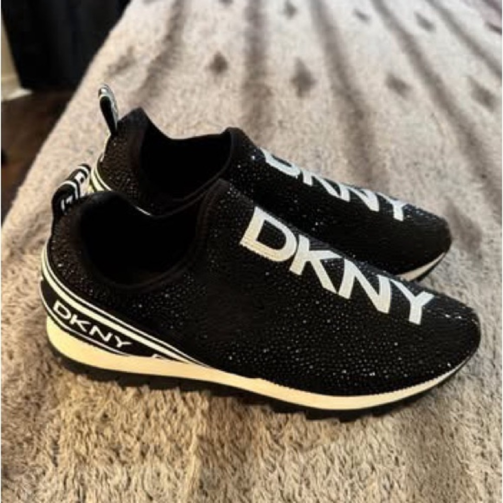 DKNY Black and White Slip-On Shoes